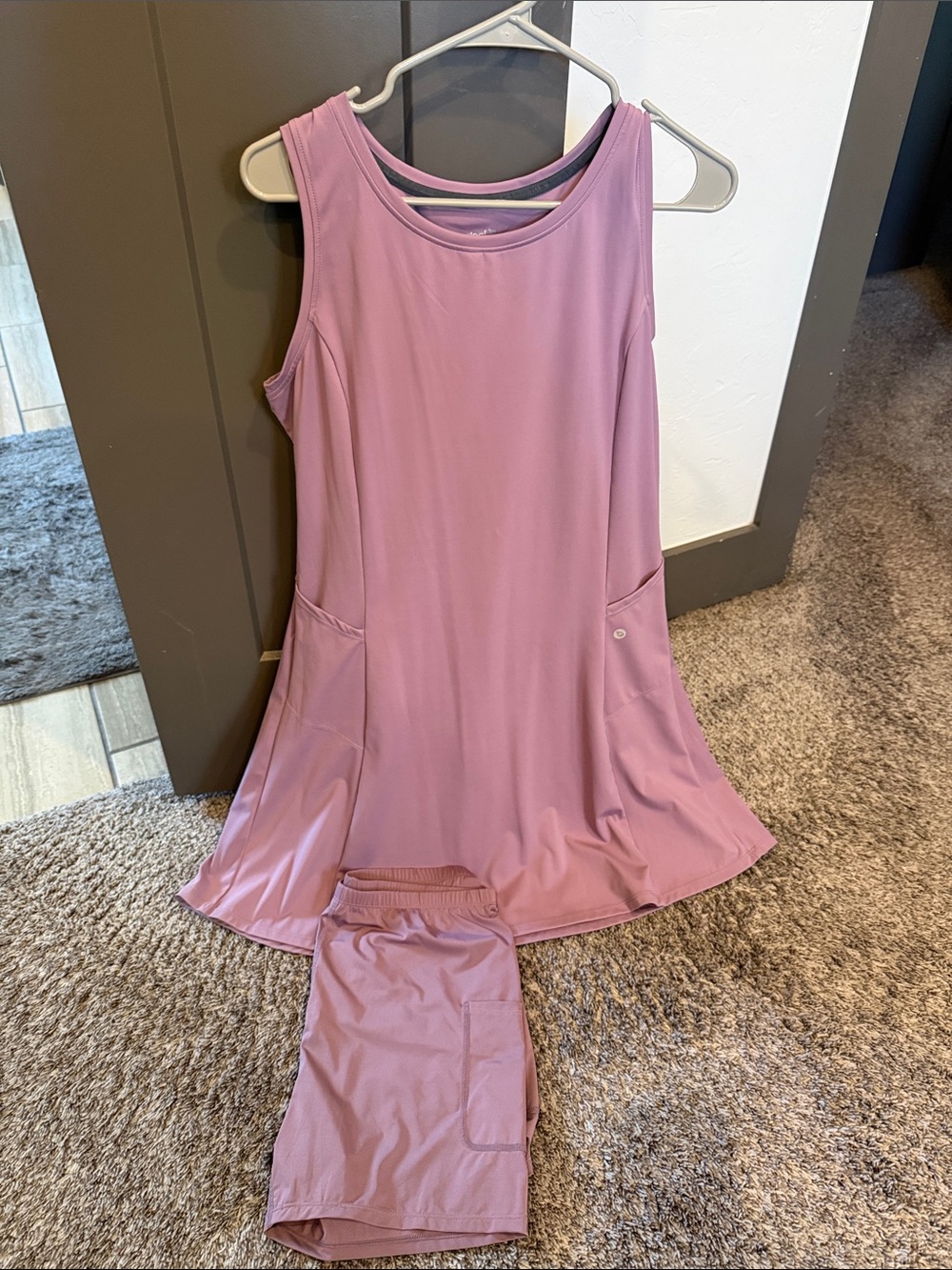 Baleaf Lavender Sleeveless Active Dress with Matching Pocket Shorts